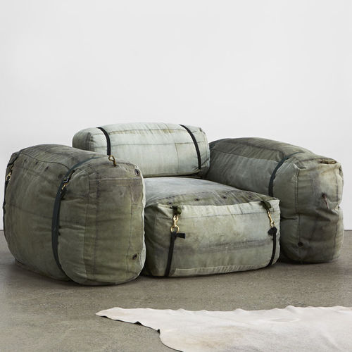 Pouf contemporaneo - THE SHEARER  - LifeSpaceJourney - in pelle / modulare / su misura