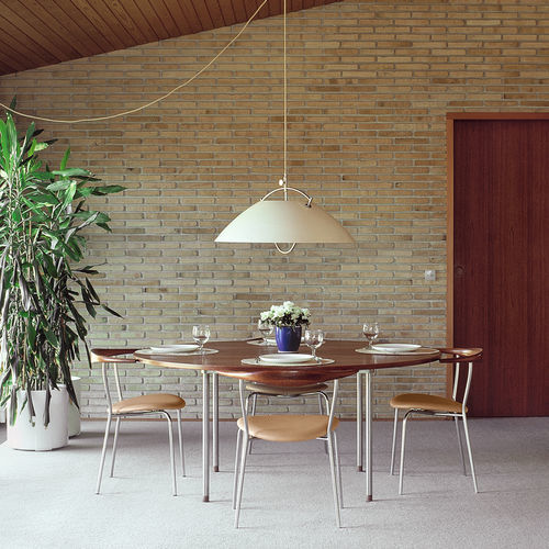 Sedia contemporanea - pp701  - PP MØBLER - da interno / in pelle / con supporto in acciaio inossidabile lucido