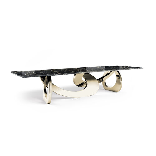 Tavolo da pranzo contemporaneo - BANGLES - Barberini & Gunnell - in acciaio inossidabile lucido / in marmo / rettangolare