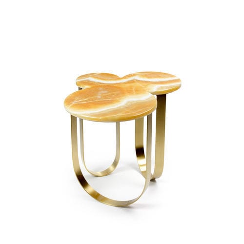 Tavolo d'appoggio design originale - Cloud - Barberini & Gunnell - in onice / con supporto in ottone spazzolato / su misura