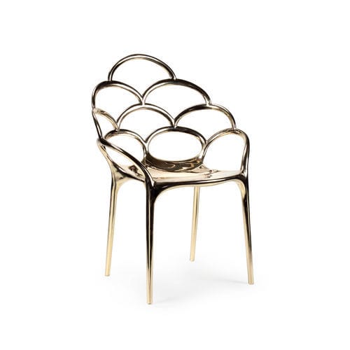 Sedia design originale - Alpemare - Barberini & Gunnell - da interno / in ottone lucidato / con supporto in metallo