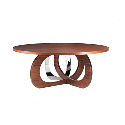 Tavolo da pranzo design originale - Kelowna - Barberini & Gunnell - in noce / con supporto in legno massiccio / con supporto in acciaio inossidabile lucido