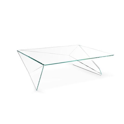 Tavolino basso design originale - Origami - Barberini & Gunnell - in vetro / con supporto in vetro / rettangolare