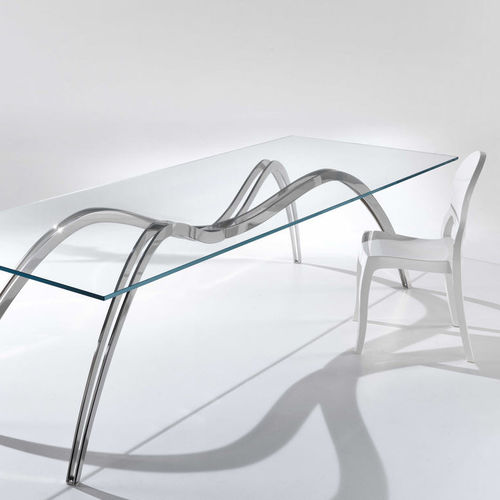 Tavolo da pranzo design originale - SPIDER SKELETON - LIMITED EDITION OF 15 - Barberini & Gunnell - in vetro / in acciaio inossidabile / rettangolare