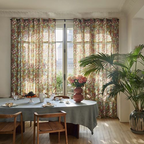 Tenda con occhielli - ADELISE CELADON   - MADURA - a fiori / in lino / in cotone