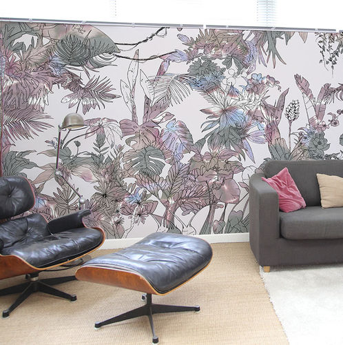 Carta da parati contemporanea - Papier peint Jungle Tropical Multicolore Panoramique - Ohmywall - con motivi floreali / con motivi naturali / panoramica