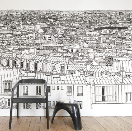 Carta da parati contemporanea - Papier peint Vue de Paris Opéra Grand Palais Panoramique - Ohmywall - panoramica / con motivo urbano / con scene