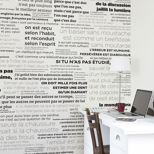 Carta da parati contemporanea - Papier peint PROVERBES en Noir et Blanc Panoramique - Ohmywall - panoramica / aspetto carta da parati / bianca