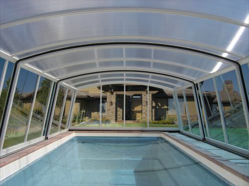 Copertura per piscina alta - PROFESSIONAL - Aquacomet Kft. - scorrevole / inossidabile / in policarbonato