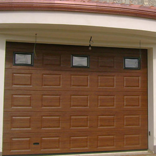 Porta sezionale per garage - TRADITIONAL  - KOPRON - in legno / automatica / con oblò