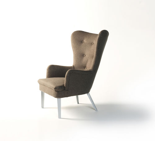 Poltrona classica - THE DA1 - Race Furniture - in tessuto / a orecchioni / marrone