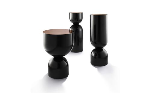 Tavolo d'appoggio contemporaneo - TIME PIECE - SE LONDON - in legno laccato / in ceramica / in rame