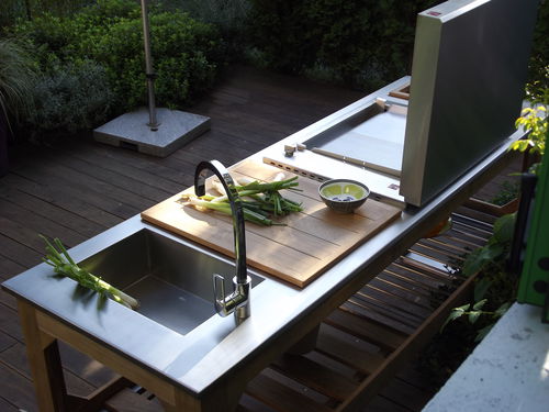Cucina da giardino - WINDOW MOUNTAIN - Lgtek coperture - contemporanea / in acciaio / in acciaio inossidabile