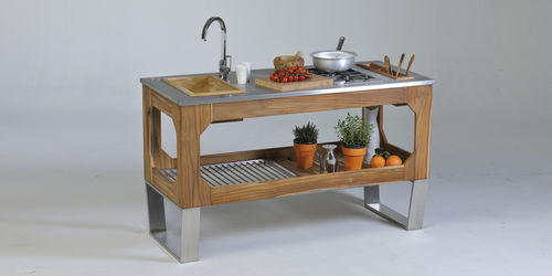 Cucina da giardino - WINDOW - Lgtek coperture - contemporanea / in acciaio / in acciaio inossidabile