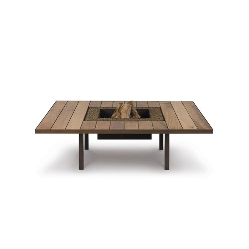 Braciere da giardino a legna - Tavolo - Ak47 Design - in teak / in acciaio con rivestimento a polvere / quadrato