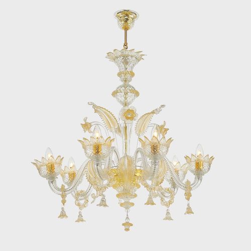 Lampadario classico - GOLD GIOVE - Sogni di Cristallo - in vetro di Murano / in vetro soffiato / da 6 lampadine