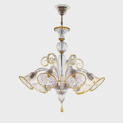 Lampadario classico - ERMES    - Sogni di Cristallo - in vetro di Murano / in vetro soffiato / da 6 lampadine