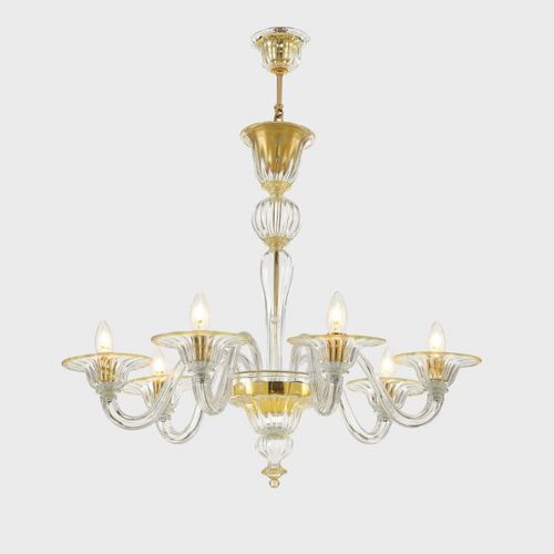 Lampadario classico - GOLD PROTEO - Sogni di Cristallo - in vetro di Murano / in vetro soffiato / da 6 lampadine
