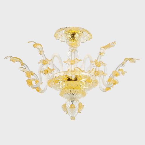 Plafoniera classica - GOLD APOLLO WITH LEAVES - Sogni di Cristallo - in vetro soffiato / in vetro di Murano / LED