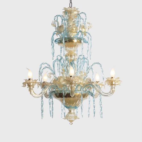 Lampadario classico - CYGNUS - Sogni di Cristallo - in vetro di Murano / in vetro soffiato / da 6 lampadine