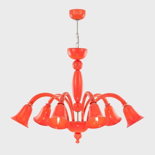Lampadario contemporaneo - BOREALIS LIVING CORAL DOWNWARD  - Sogni di Cristallo - in vetro di Murano / in vetro soffiato / da 6 lampadine