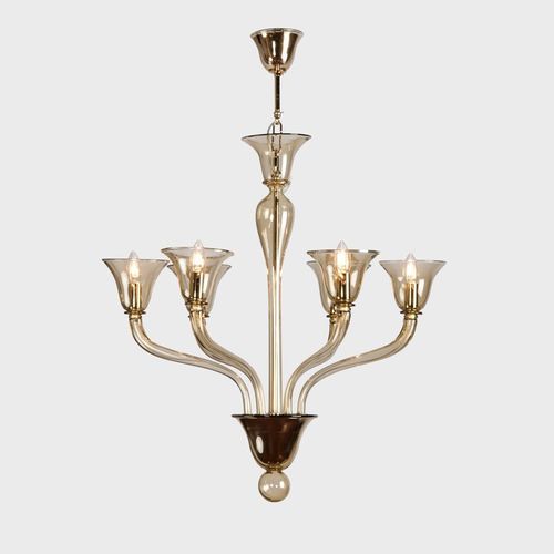 Lampadario contemporaneo - RAMPANTE - Sogni di Cristallo - in vetro di Murano / in vetro soffiato / da 6 lampadine
