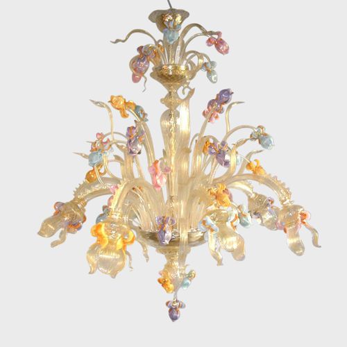 Lampadario classico - VAN GOGH IRIS GOLD - Sogni di Cristallo - in vetro di Murano / da 6 lampadine / contract