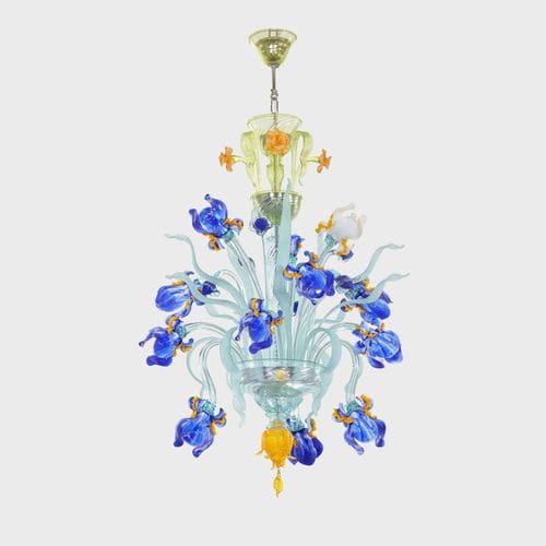 Lampadario classico - VAN GOGH IRIS - Sogni di Cristallo - in vetro di Murano / in vetro soffiato / da 12 lampadine