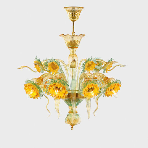 Lampadario classico - Van Gogh Girasoli - Sogni di Cristallo - in vetro soffiato / da 6 lampadine / da 8 lampadine