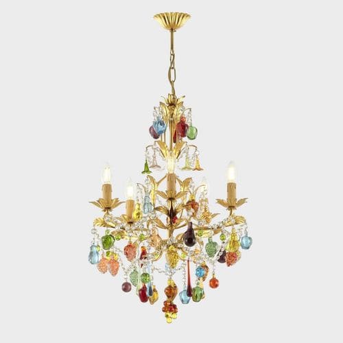 Lampadario classico - MANDRAGOLA - Sogni di Cristallo - in vetro di Murano / in vetro soffiato / da 6 lampadine