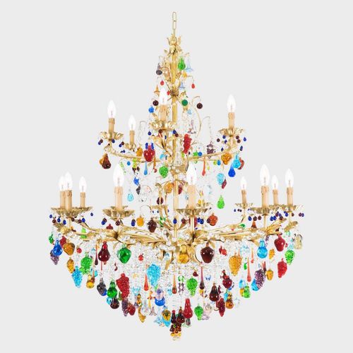 Lampadario classico - MANDRAGOLA DELUXE  - Sogni di Cristallo - in vetro di Murano / in vetro soffiato / in ferro modellato