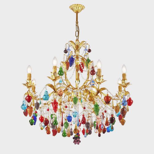 Lampadario classico - MANDRAGOLA DELUXE - Sogni di Cristallo - in ferro modellato / in vetro di Murano / in vetro soffiato
