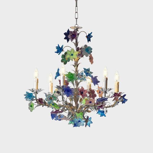 Lampadario classico - SILVER DESIDERIA - Sogni di Cristallo - in vetro di Murano / in vetro soffiato / in ferro modellato