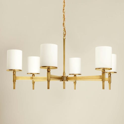 Lampadario contemporaneo - STRATTON - VAUGHAN - in vetro opalescente / in ottone