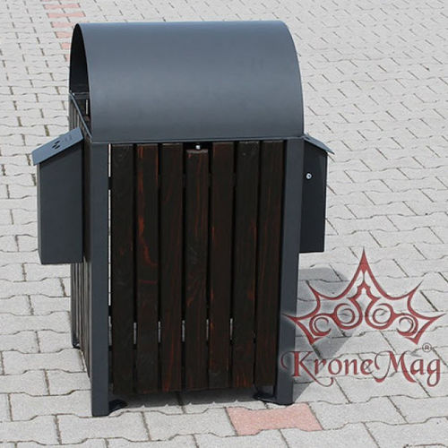 Portarifiuti pubblico - URBAN 9.2S - KRONEMAG MILLENIUM srl - in metallo / in legno / con portacenere integrato