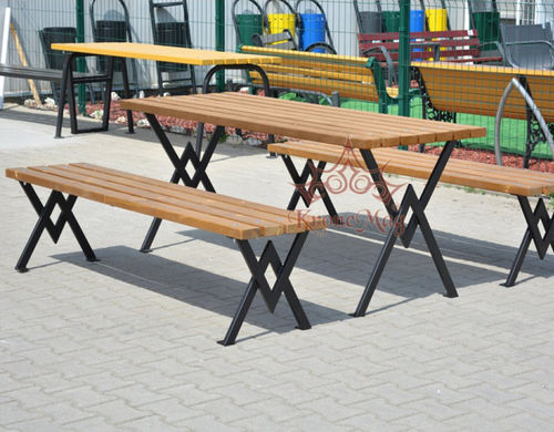 Set tavolo e panca contemporaneo - S.MALOTT - KRONEMAG MILLENIUM srl - in legno / in metallo / da giardino