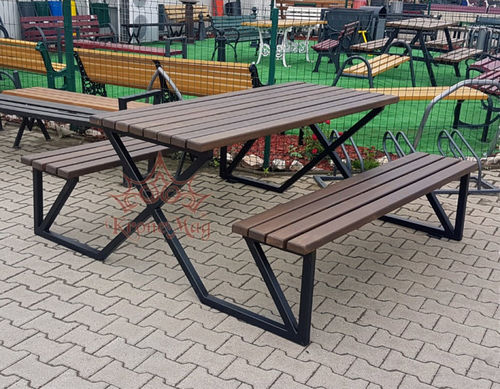 Set tavolo e panca contemporaneo - STUTTGART - KRONEMAG MILLENIUM srl - in legno / in metallo / da esterno
