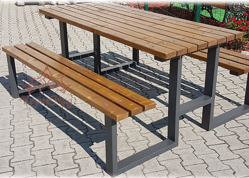Tavolo da picnic contemporaneo - TUSNAD - KRONEMAG MILLENIUM srl - in legno / con supporto in metallo / rettangolare