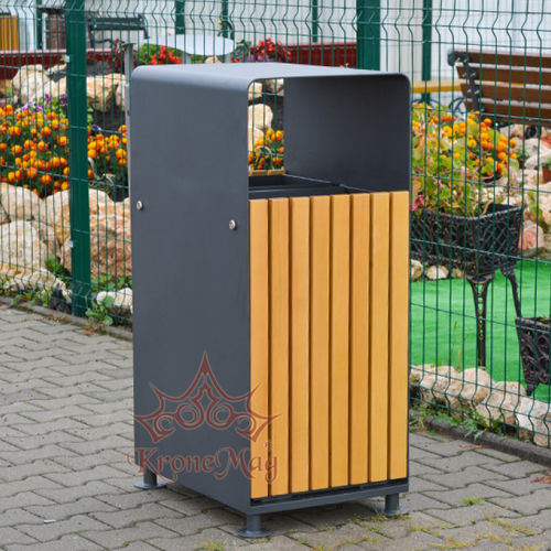 Portarifiuti pubblico - URBAN 17.C - KRONEMAG MILLENIUM srl - in metallo / in legno / con coperchio
