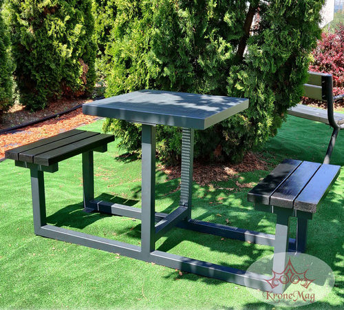 Tavolo da picnic contemporaneo - CAMPINA DUO - KRONEMAG MILLENIUM srl - in legno / in lamiera forata / con supporto in metallo