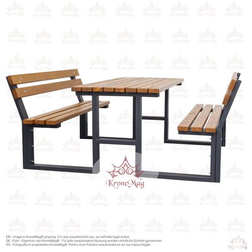 Tavolo da picnic contemporaneo - TUSNAD 2 - KRONEMAG MILLENIUM srl - in legno / con supporto in metallo / rettangolare
