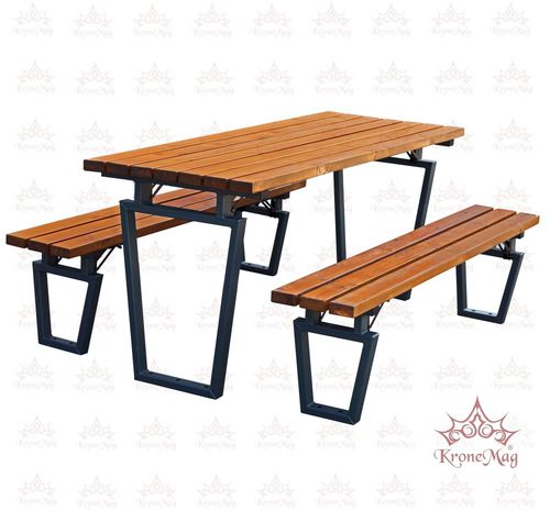 Set tavolo e panca contemporaneo - S.THAVIS.R - KRONEMAG MILLENIUM srl - in legno / in metallo / da giardino