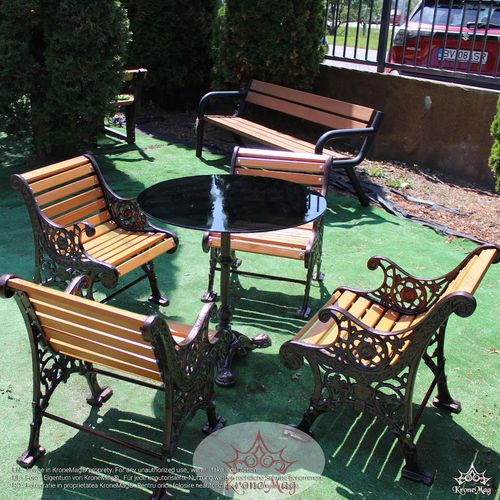 Tavolo da picnic classico - S.BONN - KRONEMAG MILLENIUM srl - in legno / in ghisa / con supporto in ghisa