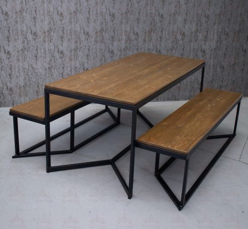 Set tavolo e panca design minimalista - LIMA - KRONEMAG MILLENIUM srl - in pino / in acciaio / da interno