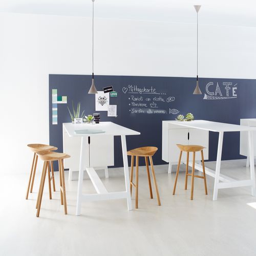Tavolo alto contemporaneo - DOCKS - Ophelis - in laminato / con supporto in metallo / rettangolare