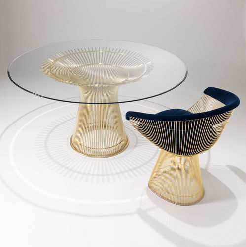 Tavolo da pranzo contemporaneo - Platner - Knoll international - in vetro / con supporto in acciaio / rotondo
