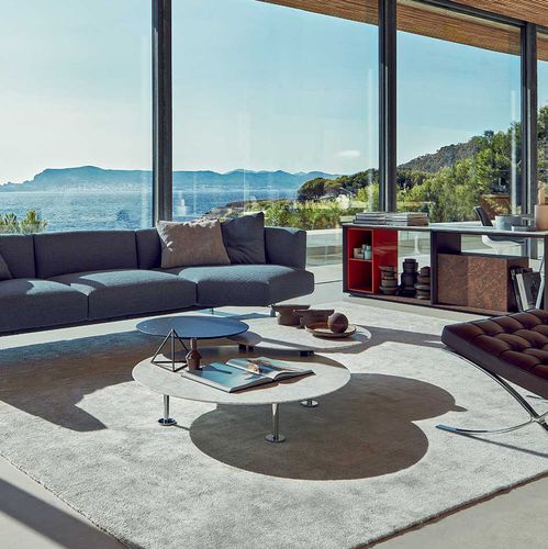 Tavolino basso contemporaneo - Grasshopper - Knoll international - in vetro temprato / impiallacciato in legno / in laminato