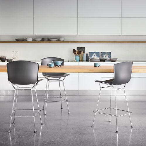 Sedia alta contemporanea - Bertoia  - Knoll international - da interno / in acciaio cromato / in acciaio lucido