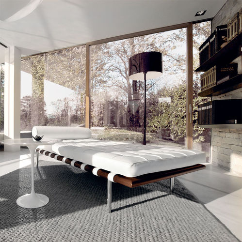 Letto da giorno contemporaneo - Barcelona® - Knoll international - in pelle / in frassino / con supporto in acciaio inossidabile lucido