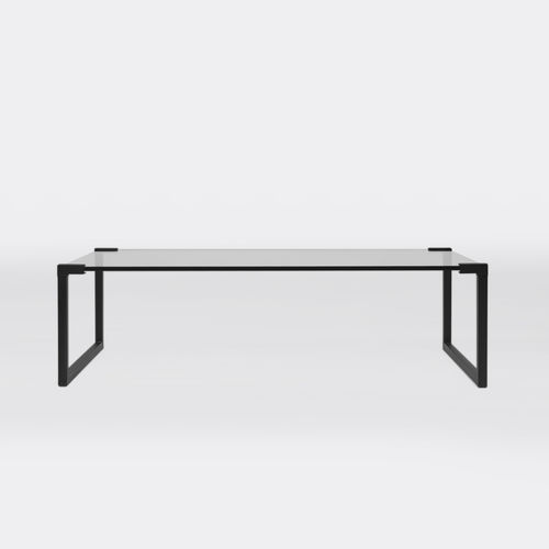 Tavolino basso contemporaneo - MIRREN T53 - GHYCZY - in vetro / con supporto in metallo / rettangolare